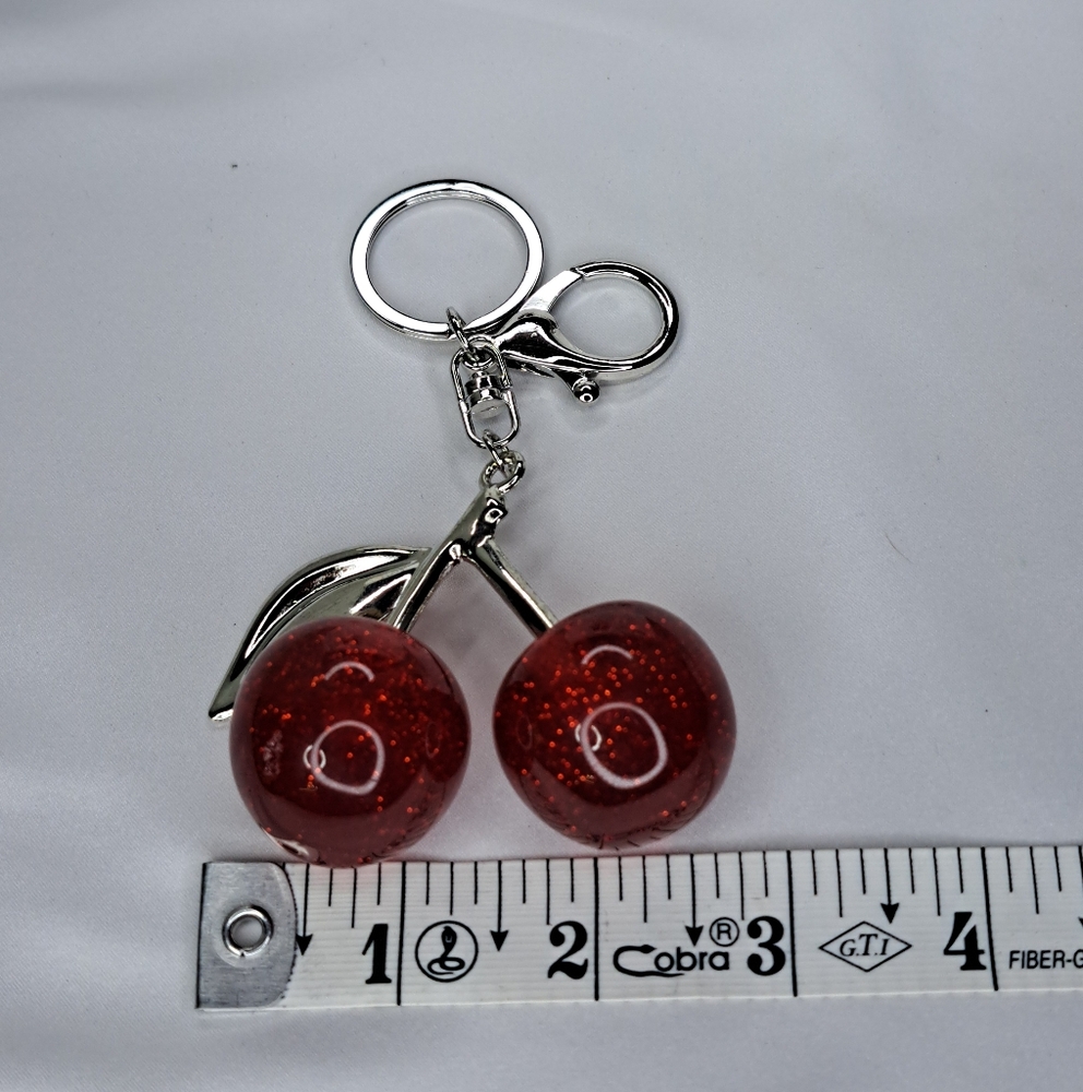 Stylish Cherry Keychain with Silver Accents - Picture 8 of 10